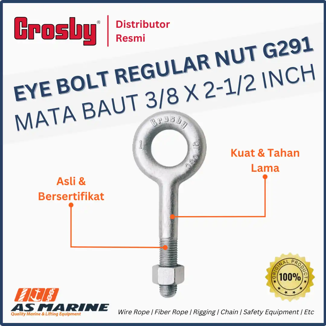 crosby usa eye bolt atau mata baut g291 general nut 3/8 x 2 1/2 inch